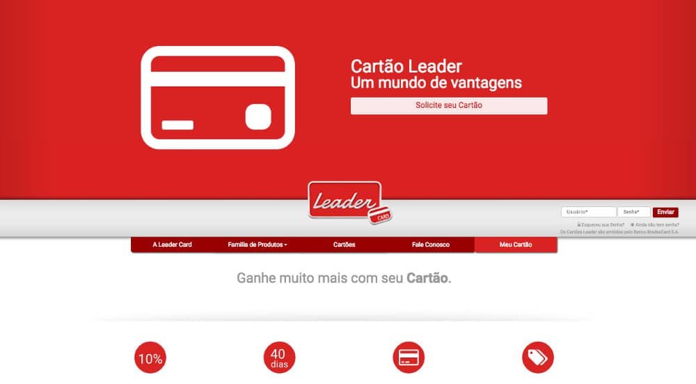 Cartão de crédito LeaderCard Visa e Cartão Leader